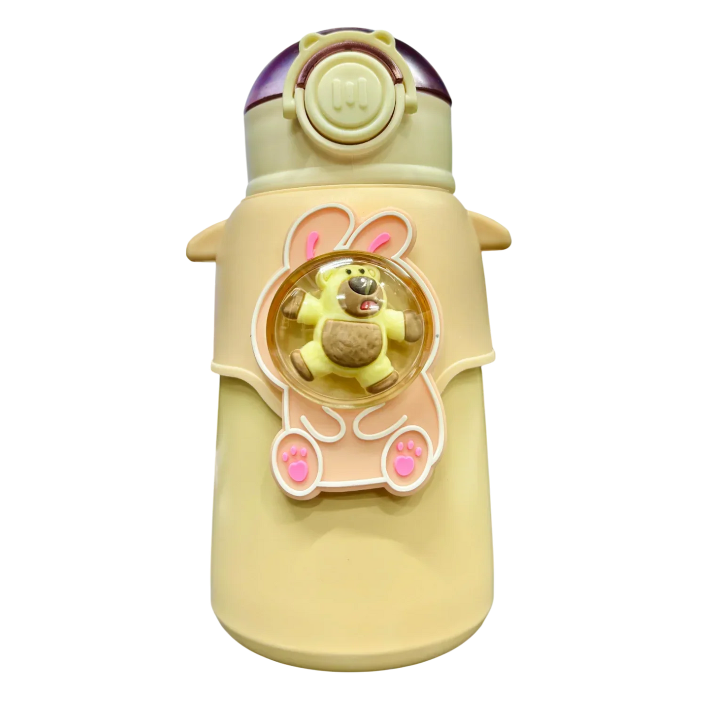 Happy Baby Bear Stainless Steel Water Bottle For Kids 600 ML (Cream) - Jaiman Toys