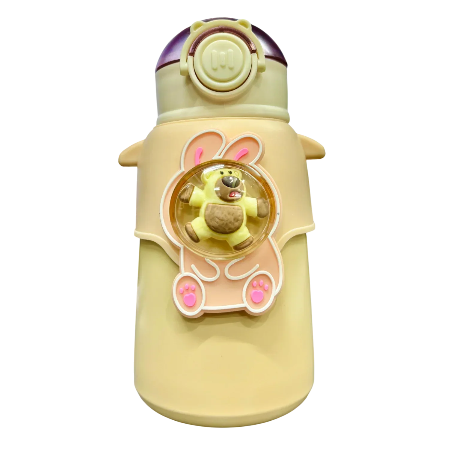 Happy Baby Bear Stainless Steel Water Bottle For Kids 600 ML (Cream) - Jaiman Toys