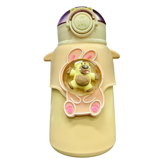 Happy Baby Bear Stainless Steel Water Bottle For Kids 600 ML (Cream) - Jaiman Toys