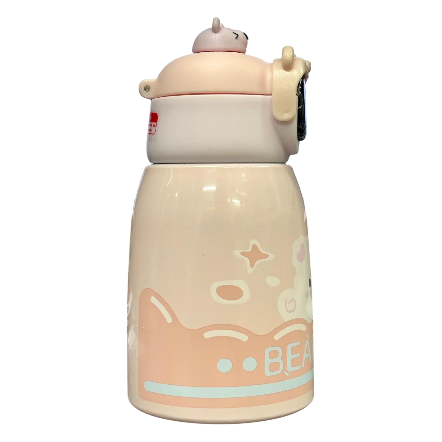 Bear Hug Stainless Steel Digital Water Bottle For Kids with carry bag, additional cup and sipper 500 ML (Pink) - Jaiman Toys