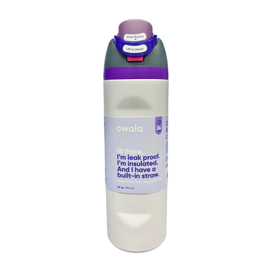 Owala FreeSip Insulated Stainless Steel Water Bottle with Straw for Sports, Travel, and School 24 OZ | 710 ML (White) - Jaiman Toys