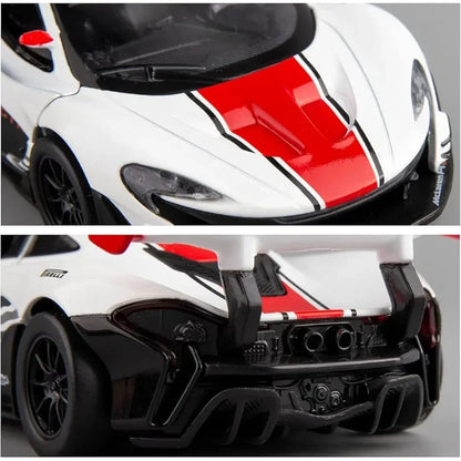 MSZ 1:40 McLaren P1 GTR Die-Cast Model Car – White | Pull Back, Openable Doors (67362)