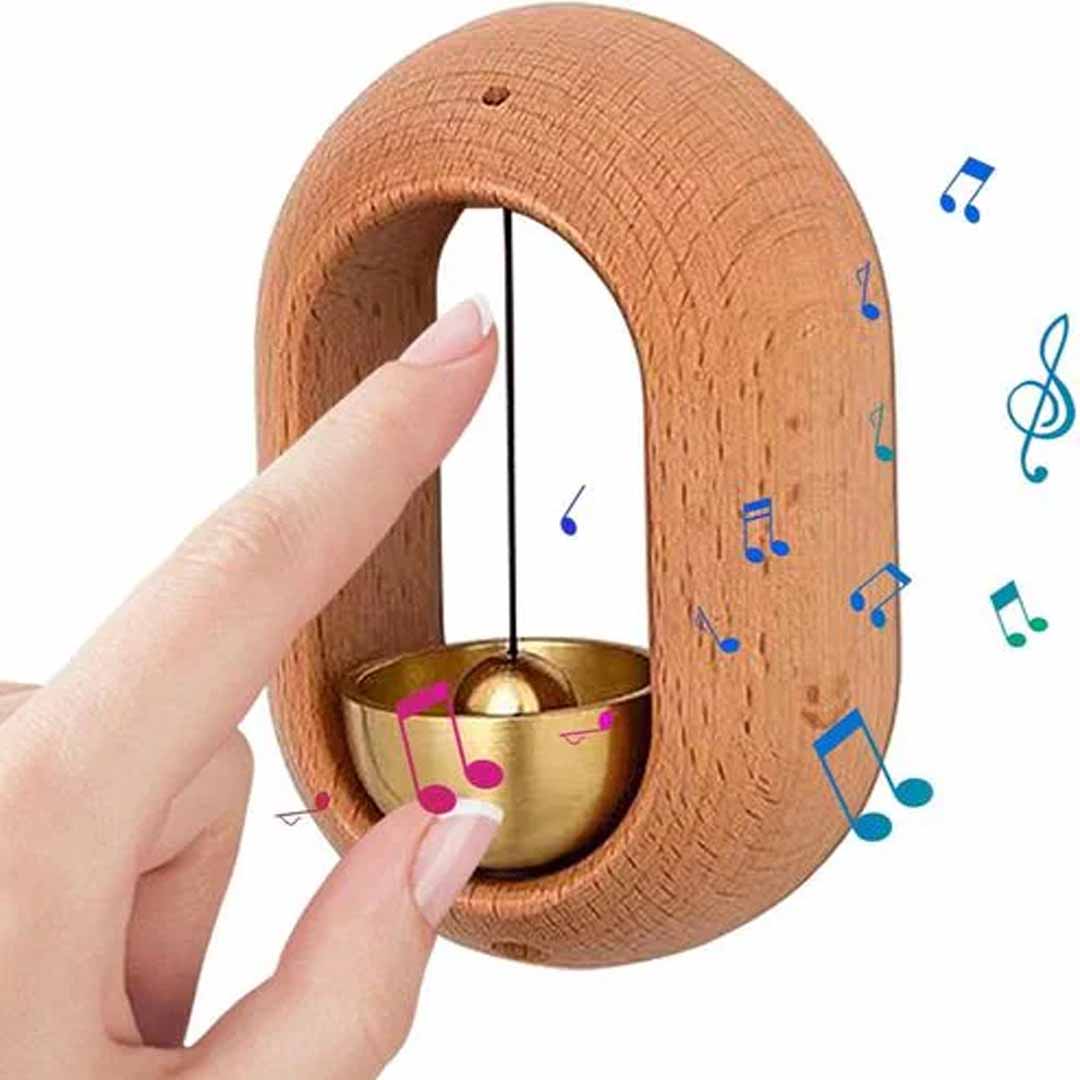 Magnetic Wooden Door Bell Chime – Minimalist Brass Door Chime for Home, Office & Entrance