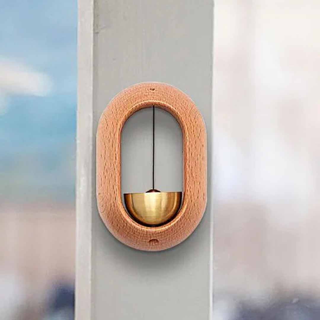 Magnetic Wooden Door Bell Chime – Minimalist Brass Door Chime for Home, Office & Entrance