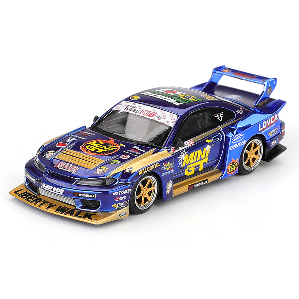Mini GT 1:64 Nissan Silvia (S15) #555 LB-Super Silhouette Team MINI GT Liberty Walk 2025 Formula Drift Halloween Special Die-Cast Model Car