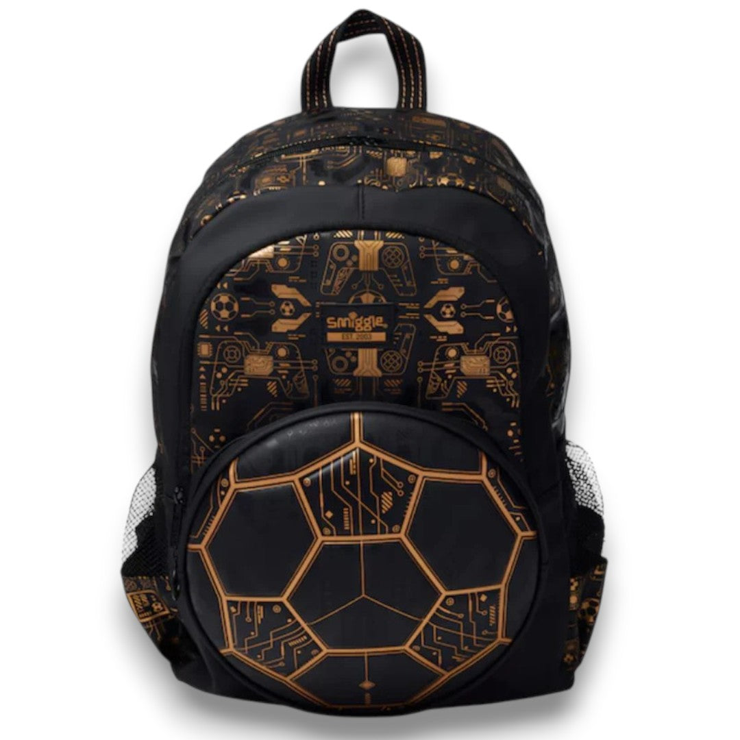 Smiggle Soccer Backpack | 42cm Kids School Bag with Football Front Pocket, Dual Bottle Pockets & Padded Shoulder Straps