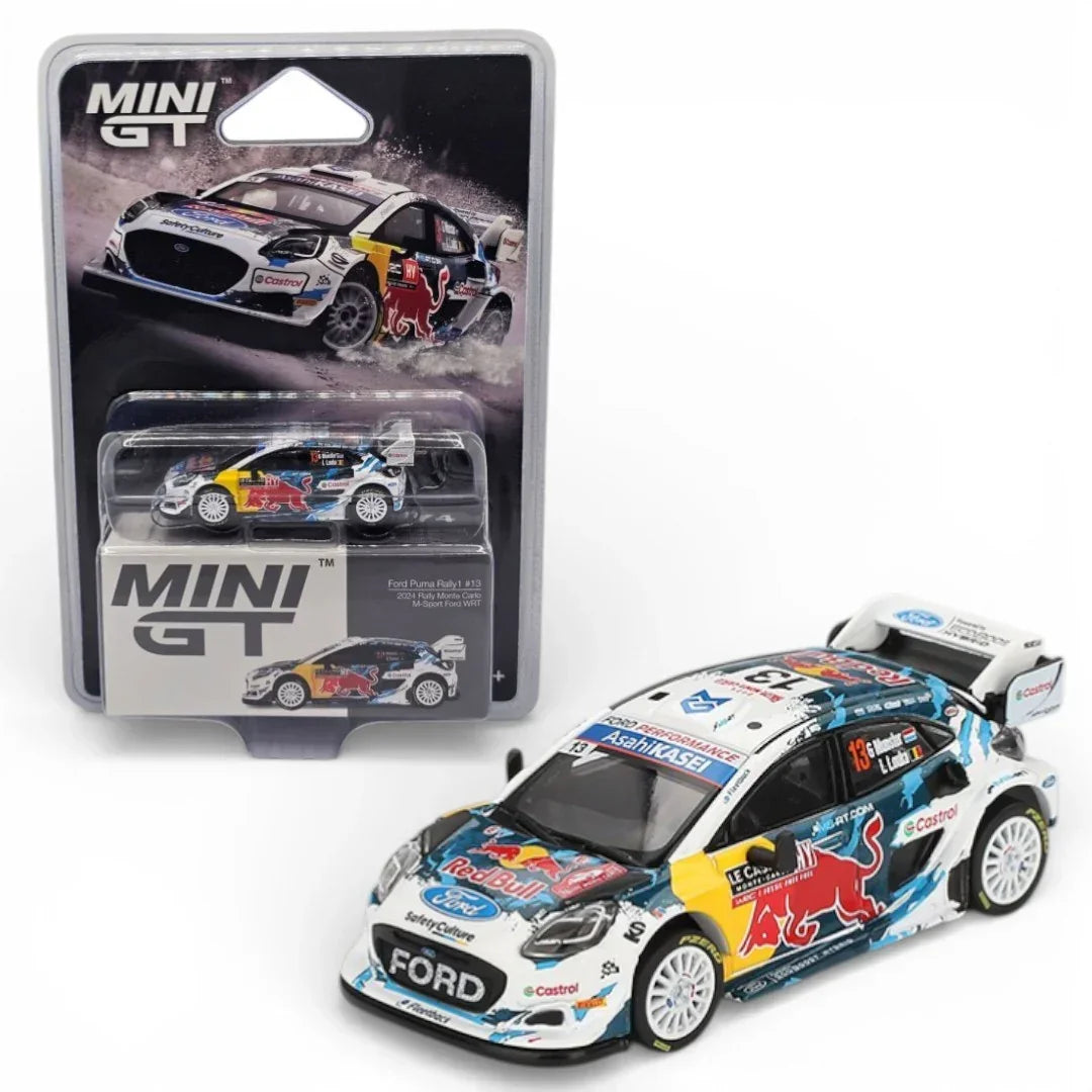 MINI GT Ford Puma Rally1 #13 2024 Rally Monte Carlo – Red Bull WRC 1:64 Die-Cast Model Car