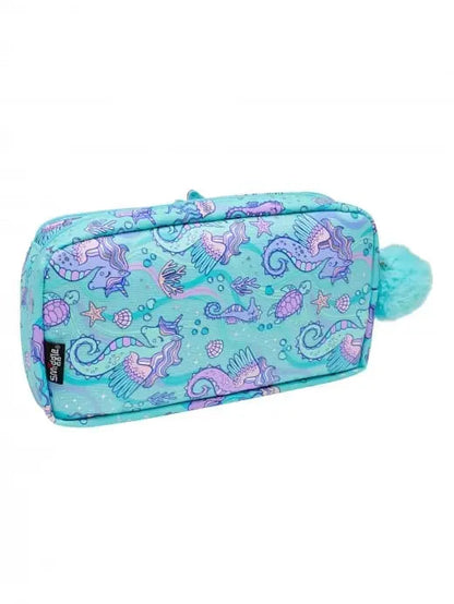 Smiggle Unicorn Glitter Pencil Pouch with Pom Pom – Kids School Stationery Pouch Case