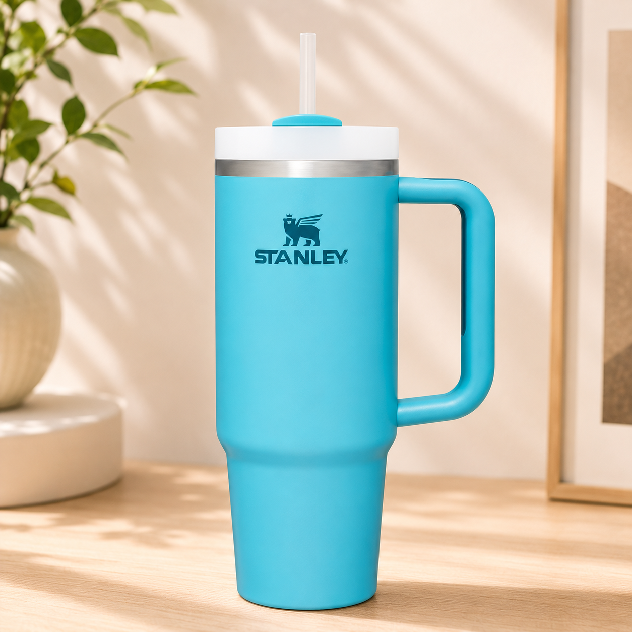 STANLEY Quencher H2.0 FlowState Tumbler 40 oz (1.18L) Sky Blue Insulated Stainless Steel Travel Mug with Handle & Straw