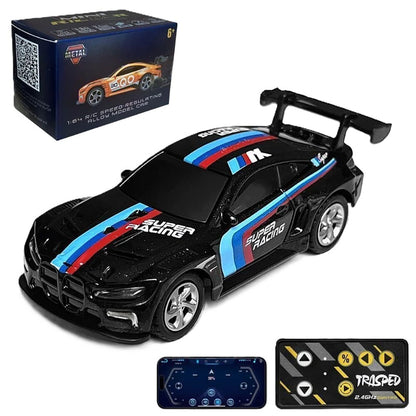 Trasped HG4-218 1:64 Mini RC Drift Racing Car – Dual Mode 2.4GHz Alloy Remote Control Car with LED Lights (2 Colors)