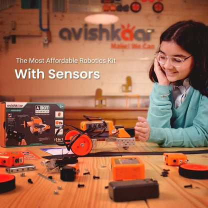 Avishkaar ABot Advanced 10-in-1 DIY STEM Metal Robotics Kit | Build & Code Robots | Ages 8+