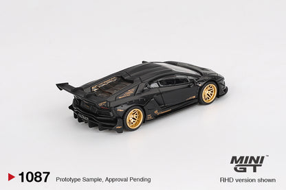 Mini GT 1:64 Scale #1887 LB★WORKS Lamborghini Aventador Limited Edition Matte Black Diecast Car