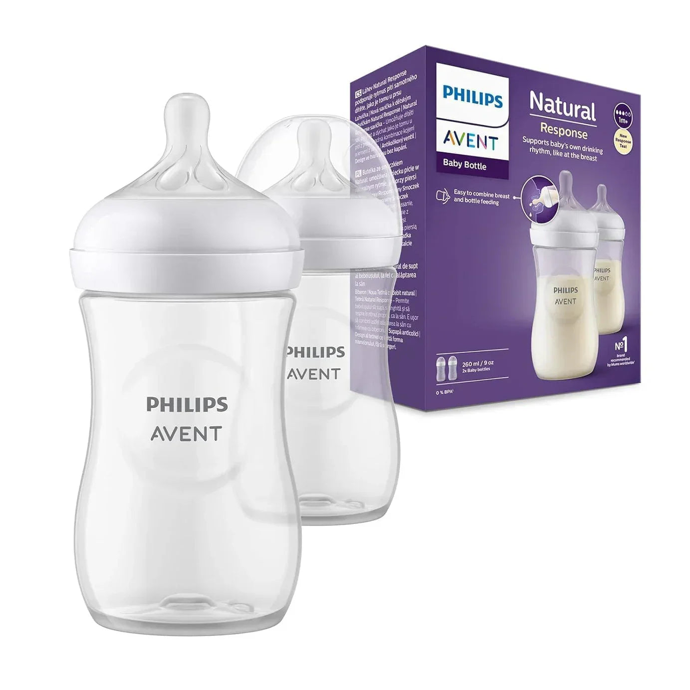 AVENT Philips Natural Response Feeding Bottle (2 Bottles)- 260ml/ 9 oz - Jaiman Toys