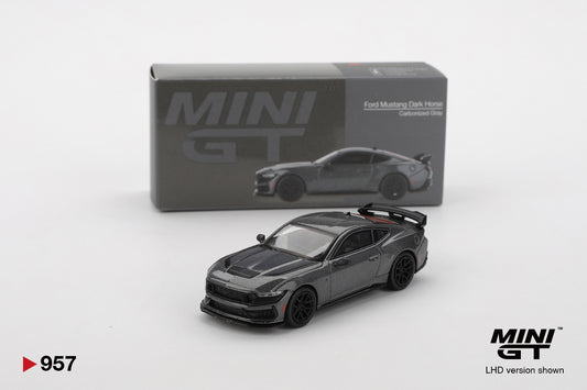 Mini GT 1:64 Ford Mustang Dark Horse 2024 Carbonized Gray Diecast Car – Detailed Collectible Model