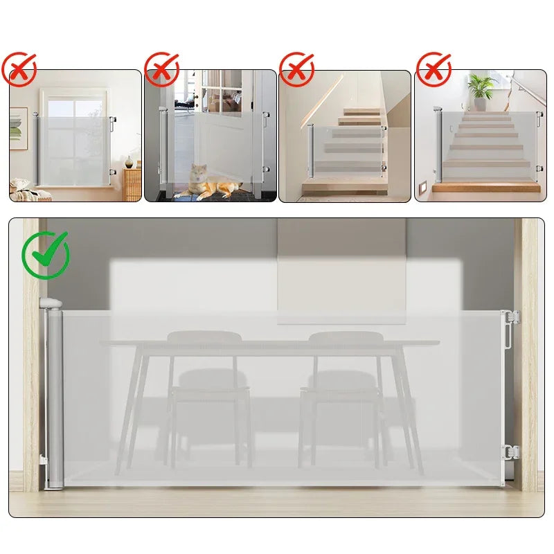 SG025 Baby Safety Gate- Premium Durable  – Retractable Child & Pet Safety Barrier for Doorways, Kitchen & Staircases
