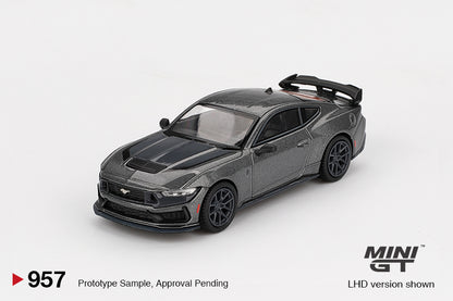 Mini GT 1:64 Ford Mustang Dark Horse 2024 Carbonized Gray Diecast Car – Detailed Collectible Model