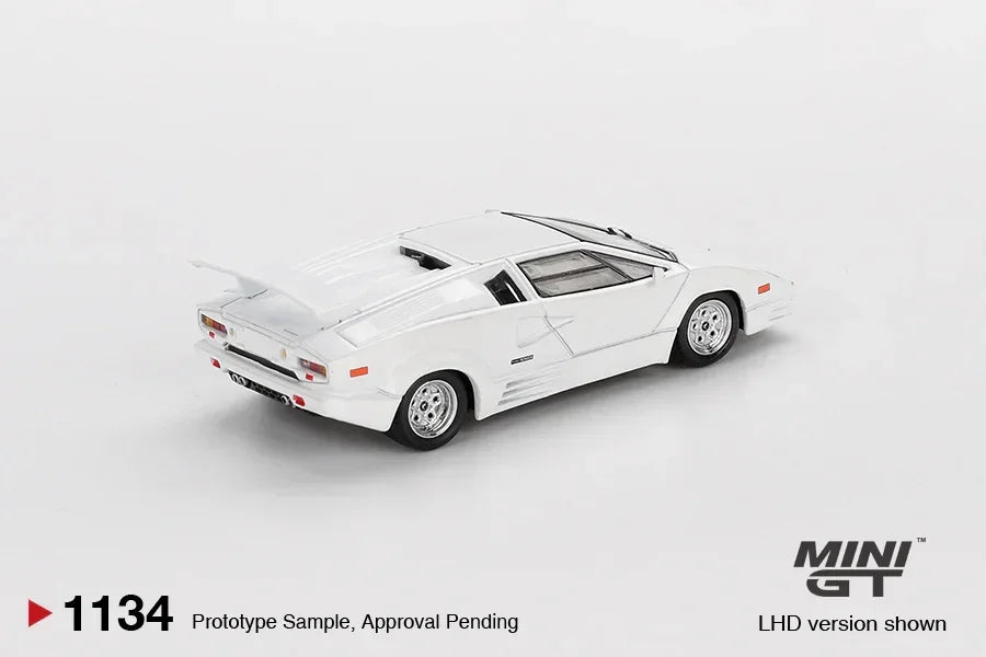 Mini GT 1:64 Lamborghini Countach 25th Anniversary White Diecast Car | Premium Collector Scale Model