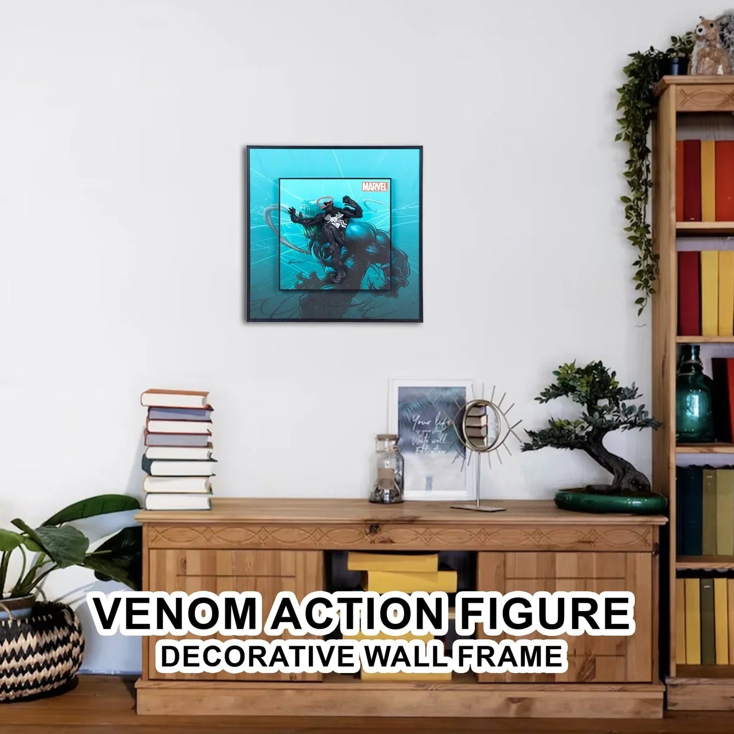 3D Black Venom Action Figure Decorative Wall Frames – 40x40 cm | Dynamic Superhero Wall Art for Marvel Fans & Collectors | Premium Decor & Powerful Gift for Avengers Lovers - Jaiman Toys