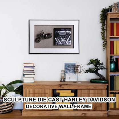 3D Die-Cast Harley Davidson Motorcycle in Decorative Glass Frame – Rev Up Your Wall Décor with Iconic Metal Art - Jaiman Toys