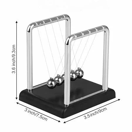 Jaiman Toys Cradle Pendulum | Metal Perpetual Motion Toy & Swing Balance Collision 5 Ball | Figurine Physics Gadget with Polished Plastic Base & Nylon - Jaiman Toys