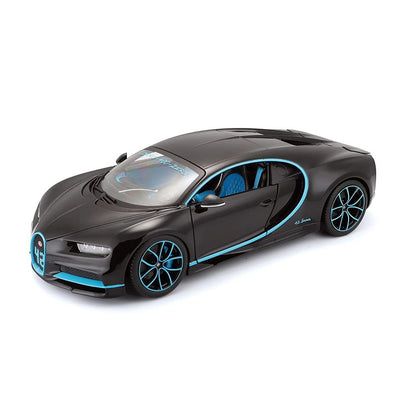 Bburago Bugatti Chiron 1:18 Die-Cast Model Car | Black with Blue Accents | Premium Collectible