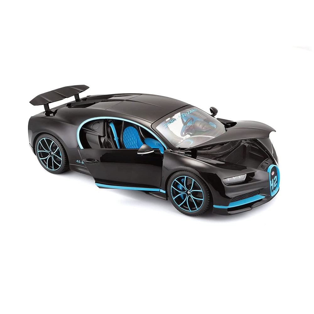 Bburago Bugatti Chiron 1:18 Die-Cast Model Car | Black with Blue Accents | Premium Collectible