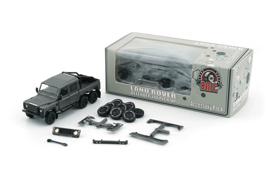 BMC 1/64 Land Rover 2016 Defender 110 Pick Up -6x6 Acc Pack - Dark Grey Silver (RHD)-Diecast Car - Jaiman Toys