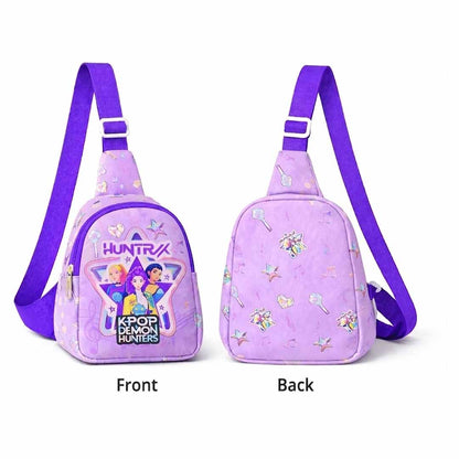 KPOP Demon Hunters HUNTR/X 24 cm Sling Bag for Kids & Teens | Adjustable Crossbody Chest Bag | Anime & K-Pop Inspired Casual Travel Bag