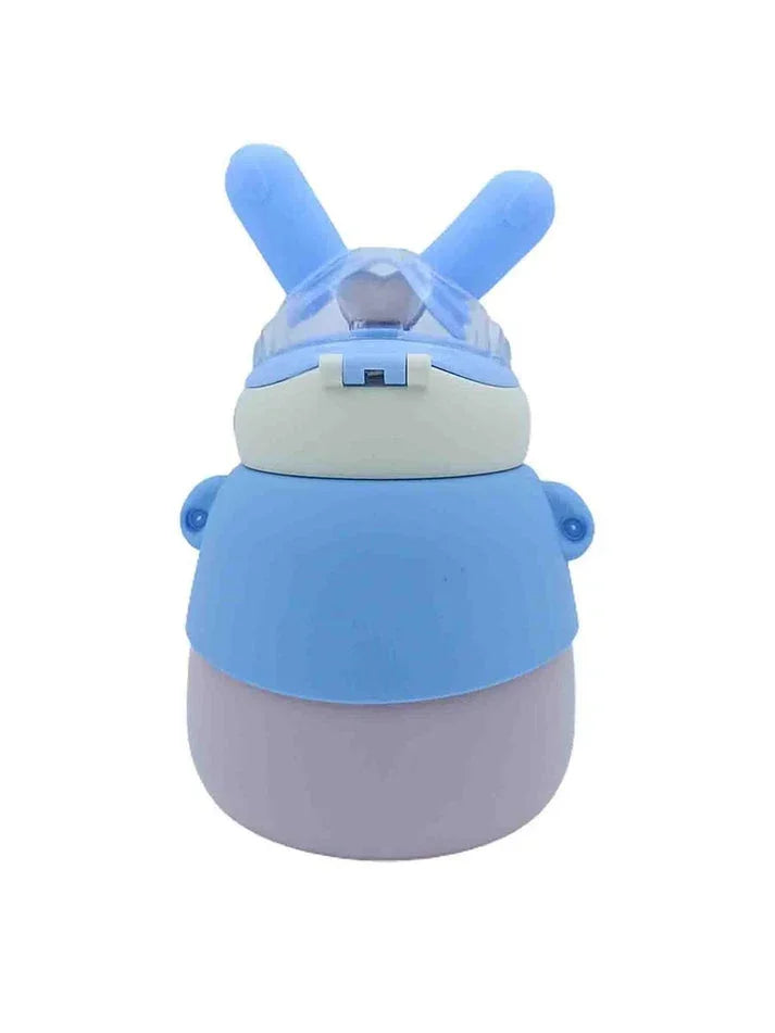 Lookoy Penguin Stainless Steel Water Bottle With Straw 550 ML (Blue) - Jaiman Toys
