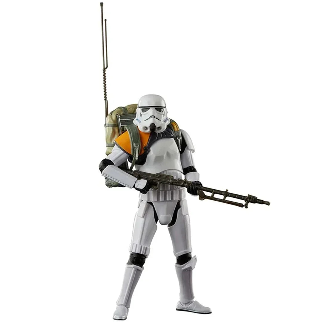 Stormtrooper action figure with blaster, detailed armor, and removable backpack accessory