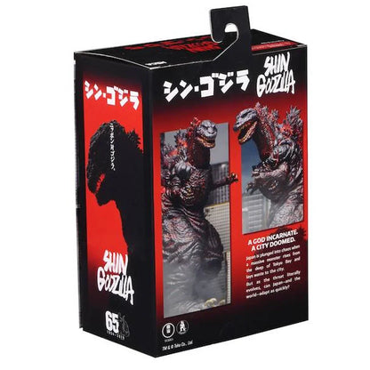 Shin Godzilla action figure box with monster images and Japanese text, collectible toy packaging