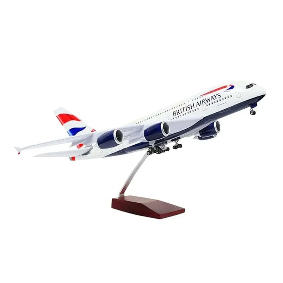 A380 British Airways LED Light - Diecast Airplane Replica 1/130 Plane Model Toy Decor - 46 cm - Jaiman Toys