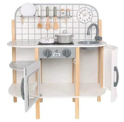 White Wooden Simulation DIY Kitchen Play Toys Pretend Cooking Role Play Dessert Toy for Kid