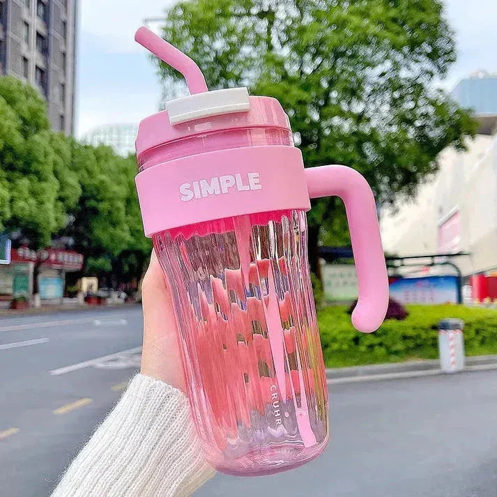 Simple Coffee Tumbler Leak-Resistant Lid & Handle with Straw (920 ml) - Jaiman Toys