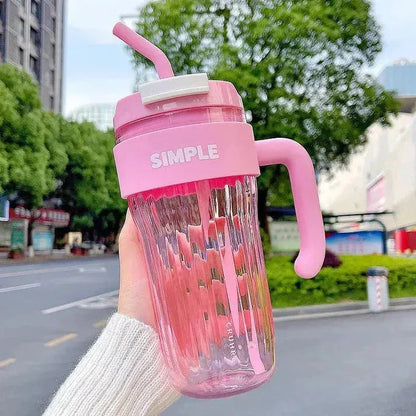 Simple Coffee Tumbler Leak-Resistant Lid & Handle with Straw (920 ml) - Jaiman Toys