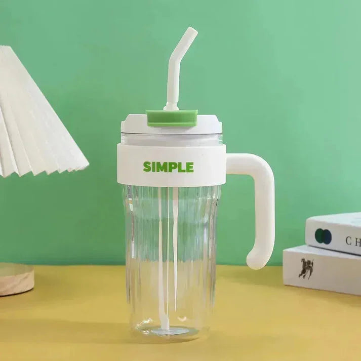Simple Coffee Tumbler Leak-Resistant Lid & Handle with Straw (920 ml) - Jaiman Toys