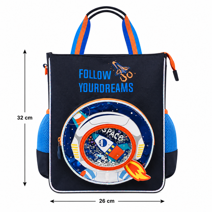 Vest Follow Your Dreams Space Astronaut Kids Vest Backpack (32 x 26 cm) | Rocket-Themed School & Activity Bag with Shaker Pocket