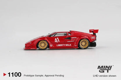 Mini GT 1:64 Lamborghini Countach LB-WORKS Red Diecast Model Car – Liberty Walk Widebody Collectible