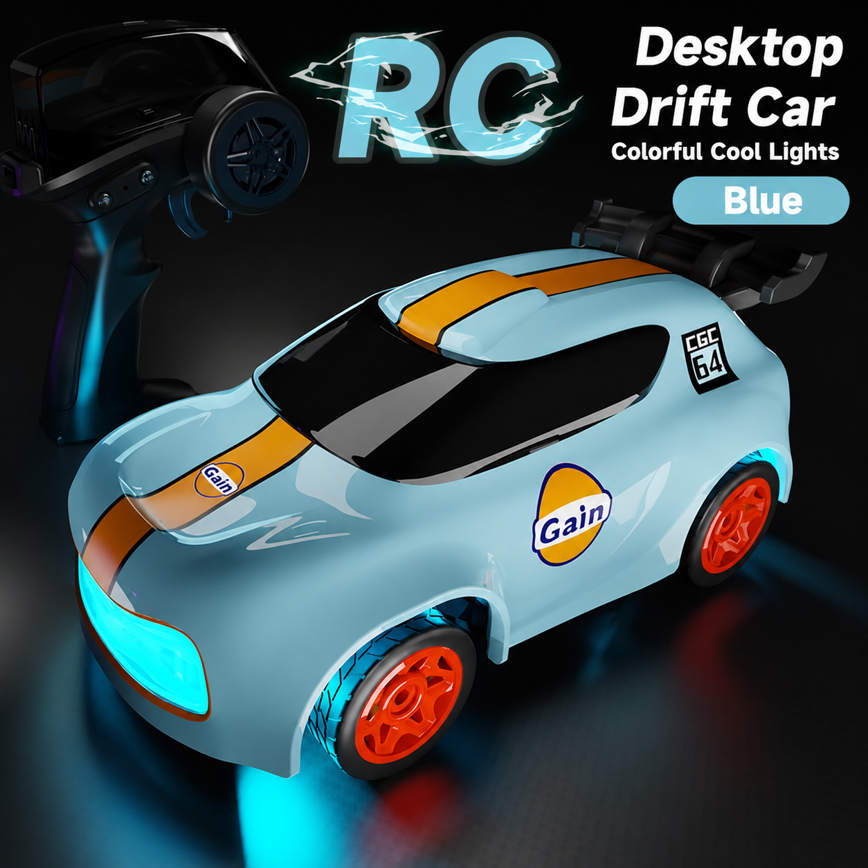 Mini RC Drift 1/64 Car 4WD 2.4GHz High-Speed Remote Control Racing Car Toy for Kids & Adults – Blue