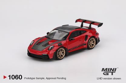 Mini GT 1:64 Porsche 911 (992) GT3 RS Weissach Package Guards Red MGT01060 & Subaru Impreza WRC99 #23 2000 Acropolis Rally Diecast Model Cars