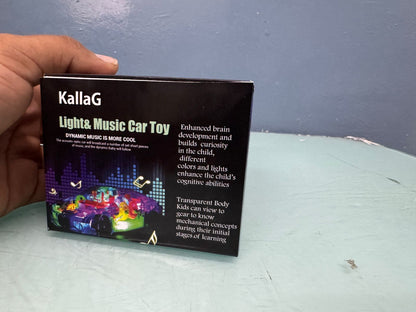 KallaG Transperant Super Car Toy for Kids with Bump & go Action, Gear Simulation Mechanical Car, Sound & Light Toys for Kids Boys & Girls (Multicolor, Transparent car