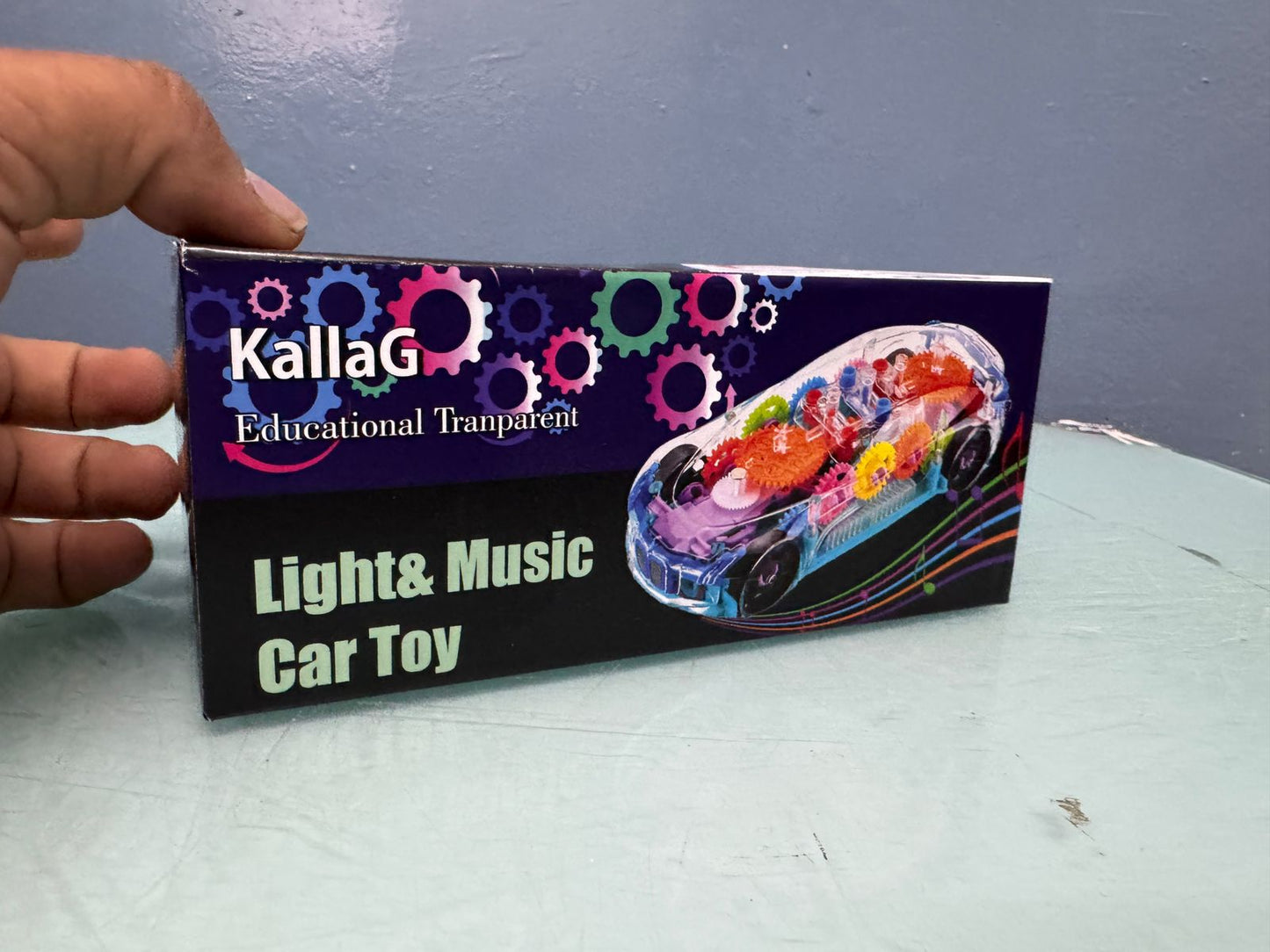 KallaG Transperant Super Car Toy for Kids with Bump & go Action, Gear Simulation Mechanical Car, Sound & Light Toys for Kids Boys & Girls (Multicolor, Transparent car