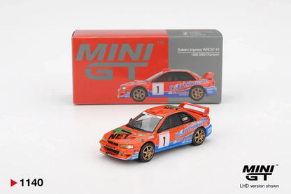 Mini GT 1:64 LB★WORKS Lamborghini Aventador Matte Black + Subaru Impreza WRC97 #1 Norisbank Livery Diecast Car (Blister Pack) – Limited Edition Collectible Models