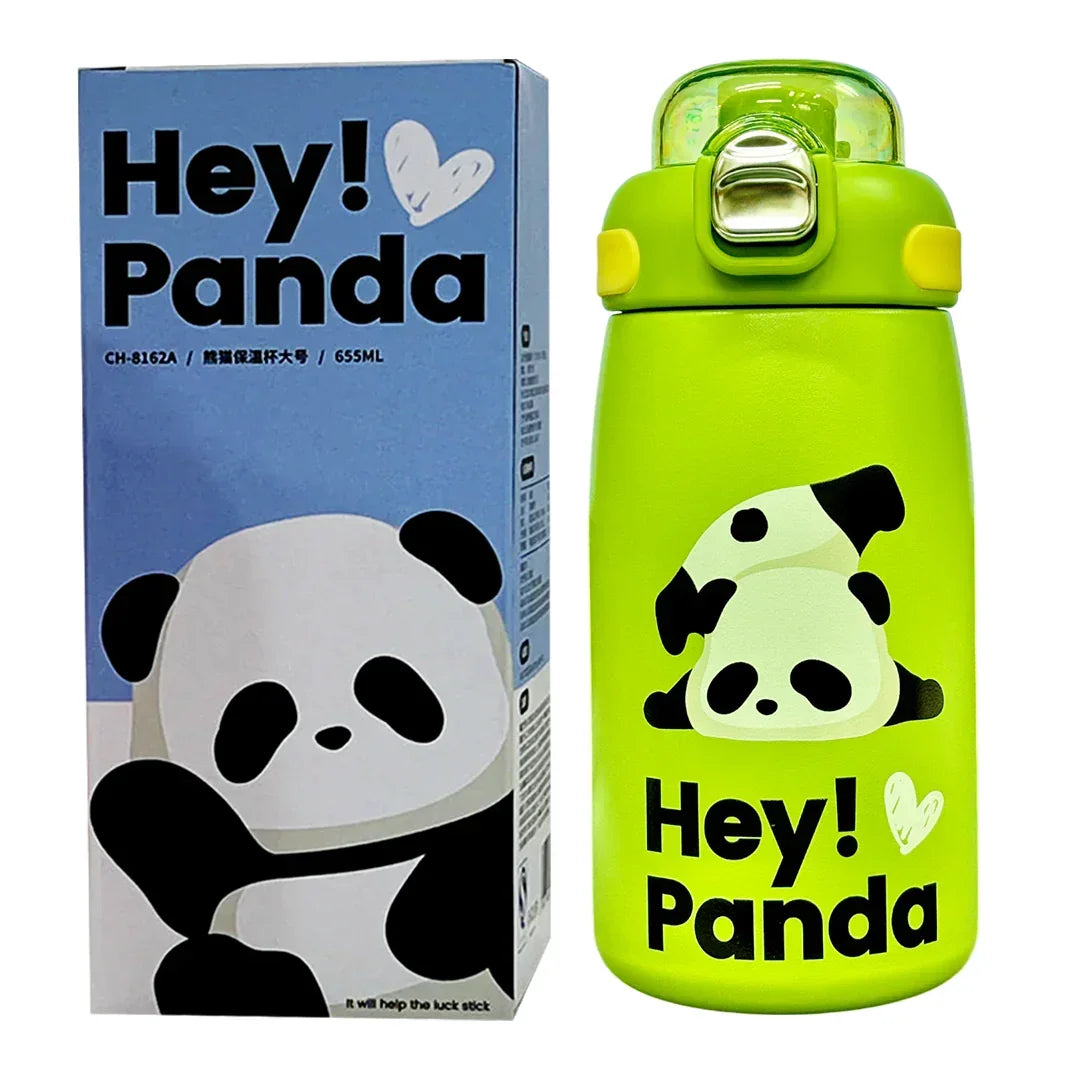Hey Panda Water Bottle With Straw 650 ML (Green) - Jaiman Toys