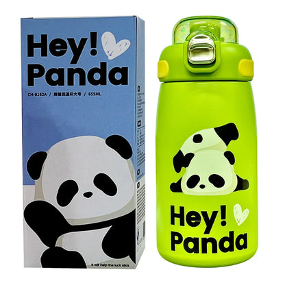 Hey Panda Water Bottle With Straw 650 ML (Green) - Jaiman Toys