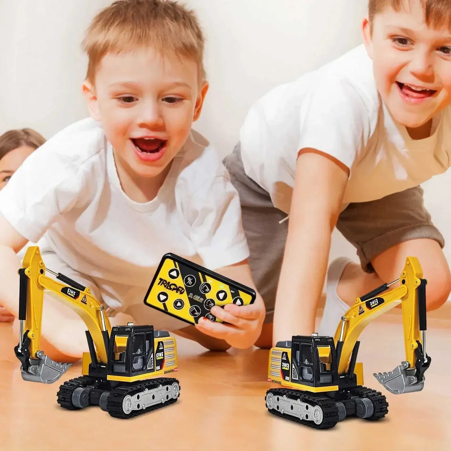 TRASPED HG4-413 1:64 Scale Mini RC Excavator | Alloy Bucket | 270° Rotation | App Control | Lights & Sound