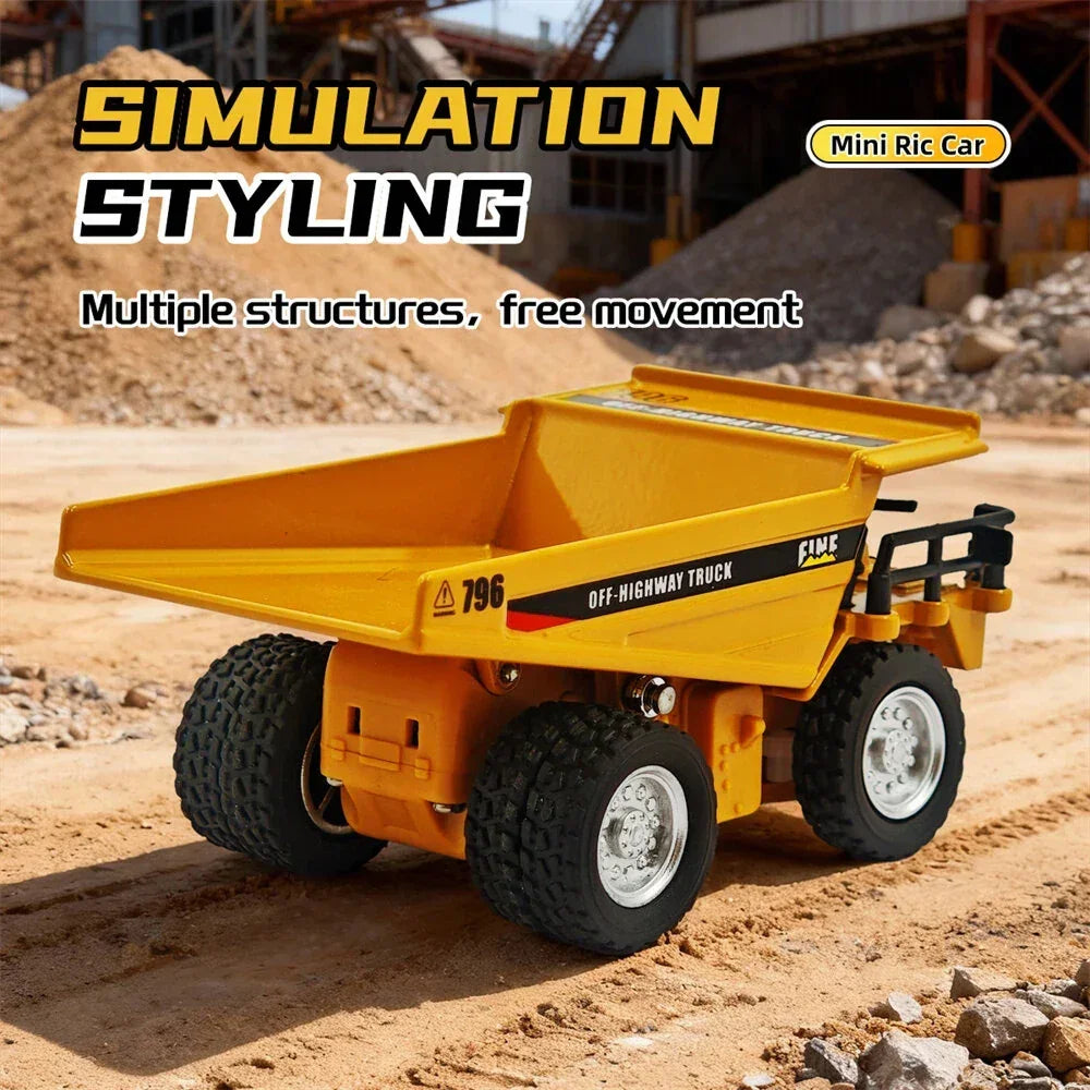 TRASPED HG4-414 1:64 Scale Mini RC Alloy Dump Truck | 2.4G App Control | Lights & Music