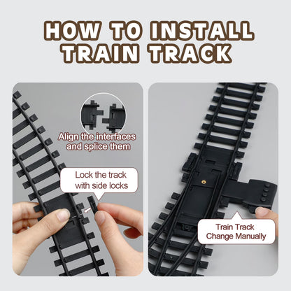 FENMING Battery Operated Steam Train Set with Smoke, Lights & 72-Inch Track Layout | Classic Railway Toy Train