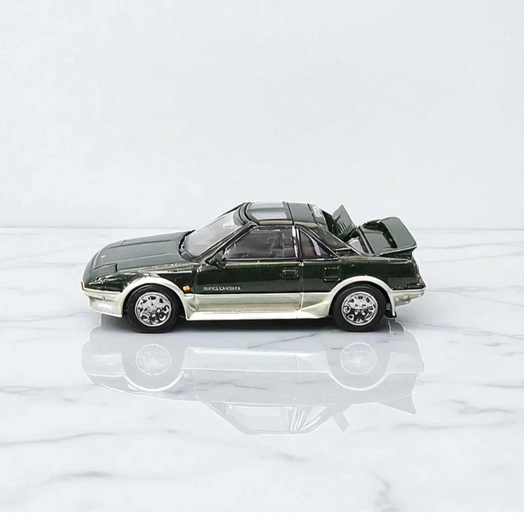 HJ64 1:64 TOYOTA MR2 1600G-LIMITED SUPER CHARGER 1986 T Bar Roof Green HJ643056AGS - Jaiman Toys