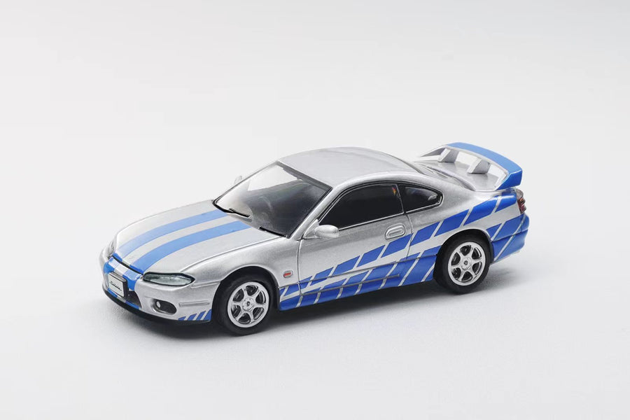 Shadow 1:64 Nissan Silvia S15 Livery Silver with Blue Diecast Model Car | Premium Collectible